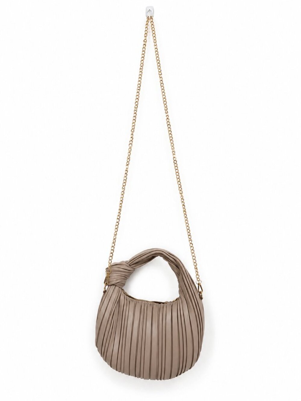 Kelly & Katie Pleated Hobo Shoulder Bag in Beige